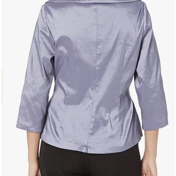 Alex Evenings Taffeta Shawl V-Neck Collar Tie Waist Blouse/top/nwt - Picture 2 of 4